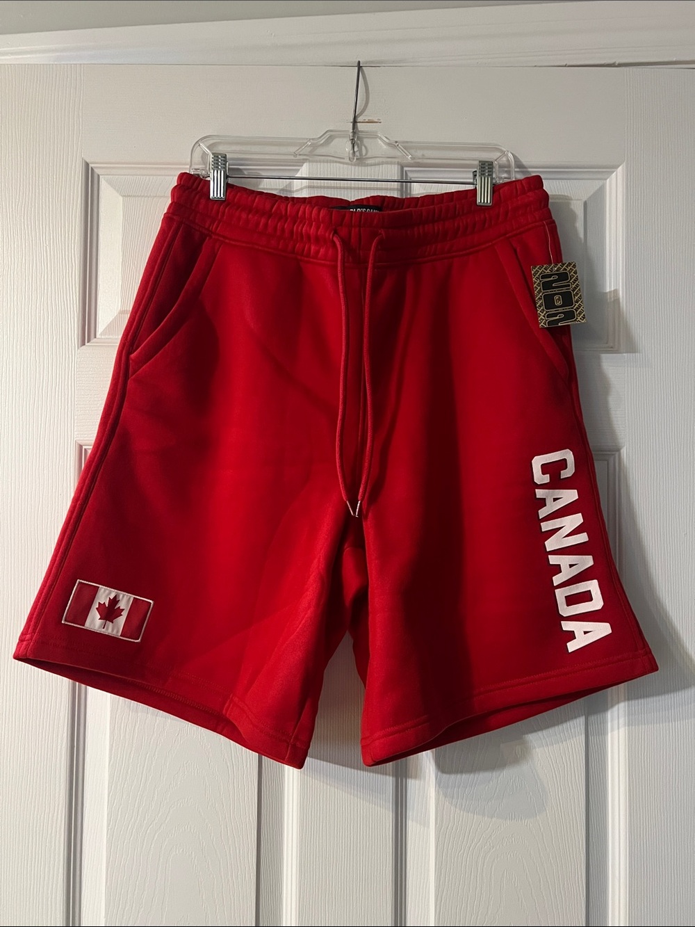 NWT- Men's Red CANADA Athletic Shorts with Drawstring Waist